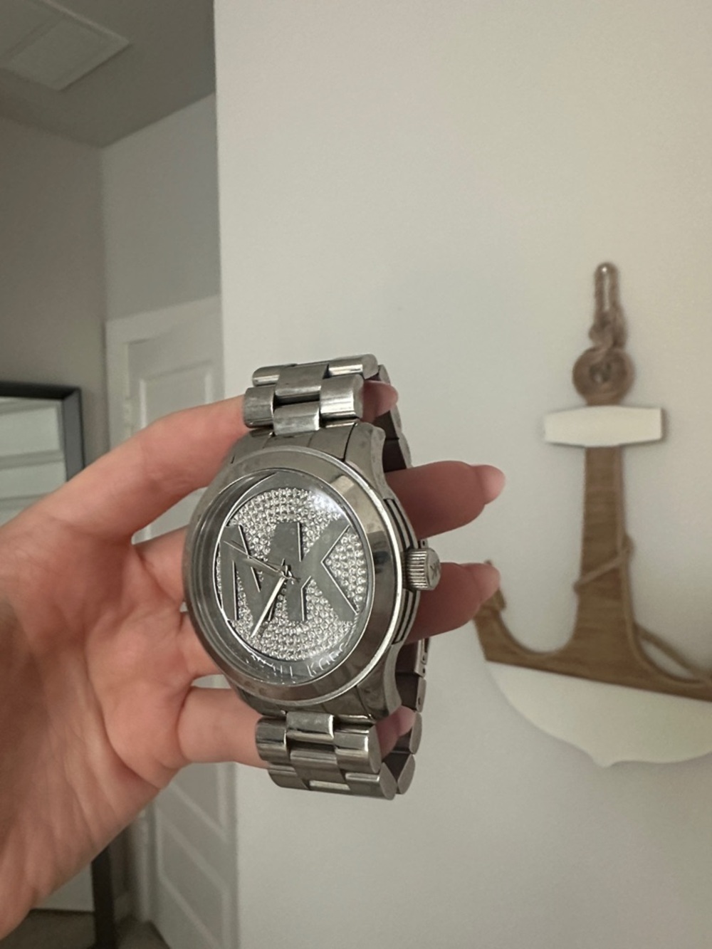Michael Kors Silver Pavé MK Dial Bracelet Watch